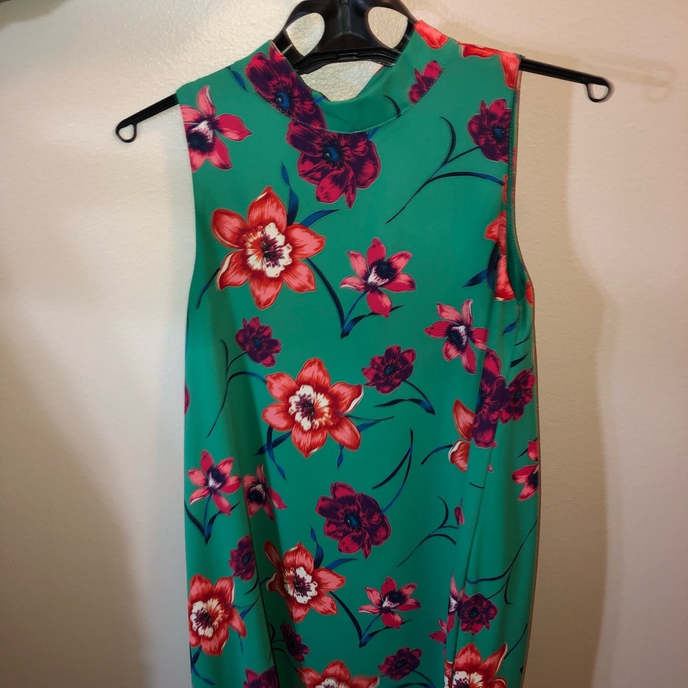 Mini floral green dress